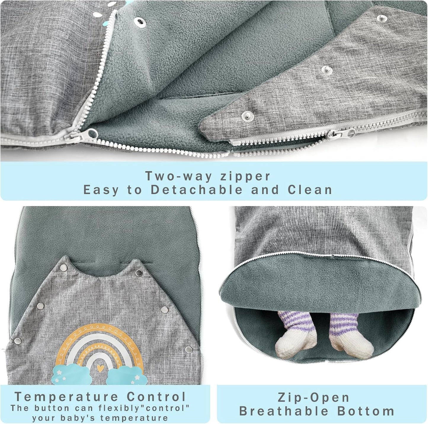 Stroller Cover for Winter, Universal Waterproof Baby Stroller Footmuff, Warm Bunting Sleeping Bag for Cold Weather(Rainbow)