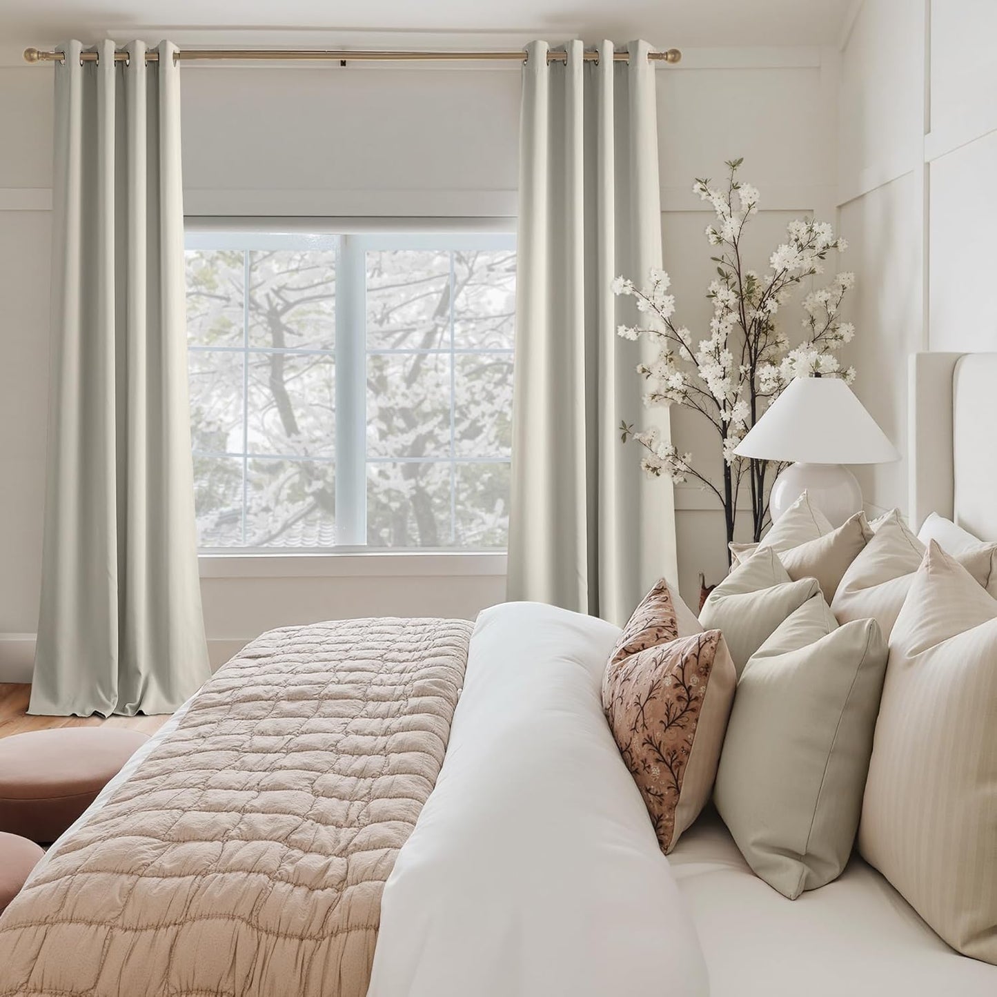 NICETOWN Living Room Curtains 84 inches Long 2 Panels, Natural Thermal Grommet Curtains for Living Room, Noise Reducing Privacy Window Treatment Shades for Bedroom, Laundry Patio, W52