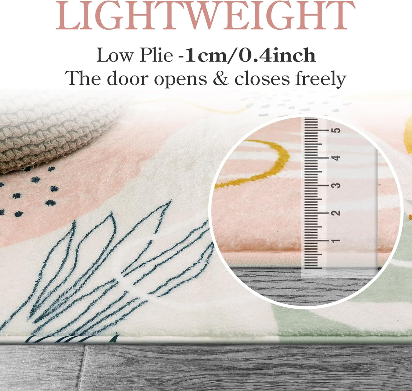 Lahome Washable Runner Rug for Hallway - 2x4 Non-Slip Throw Soft Bathroom Rug Runner Lightweight Pink Kitchen Mat, Boho Botanical Print Indoor Carpet Runner for Entrance Bedroom Laundry Living Room