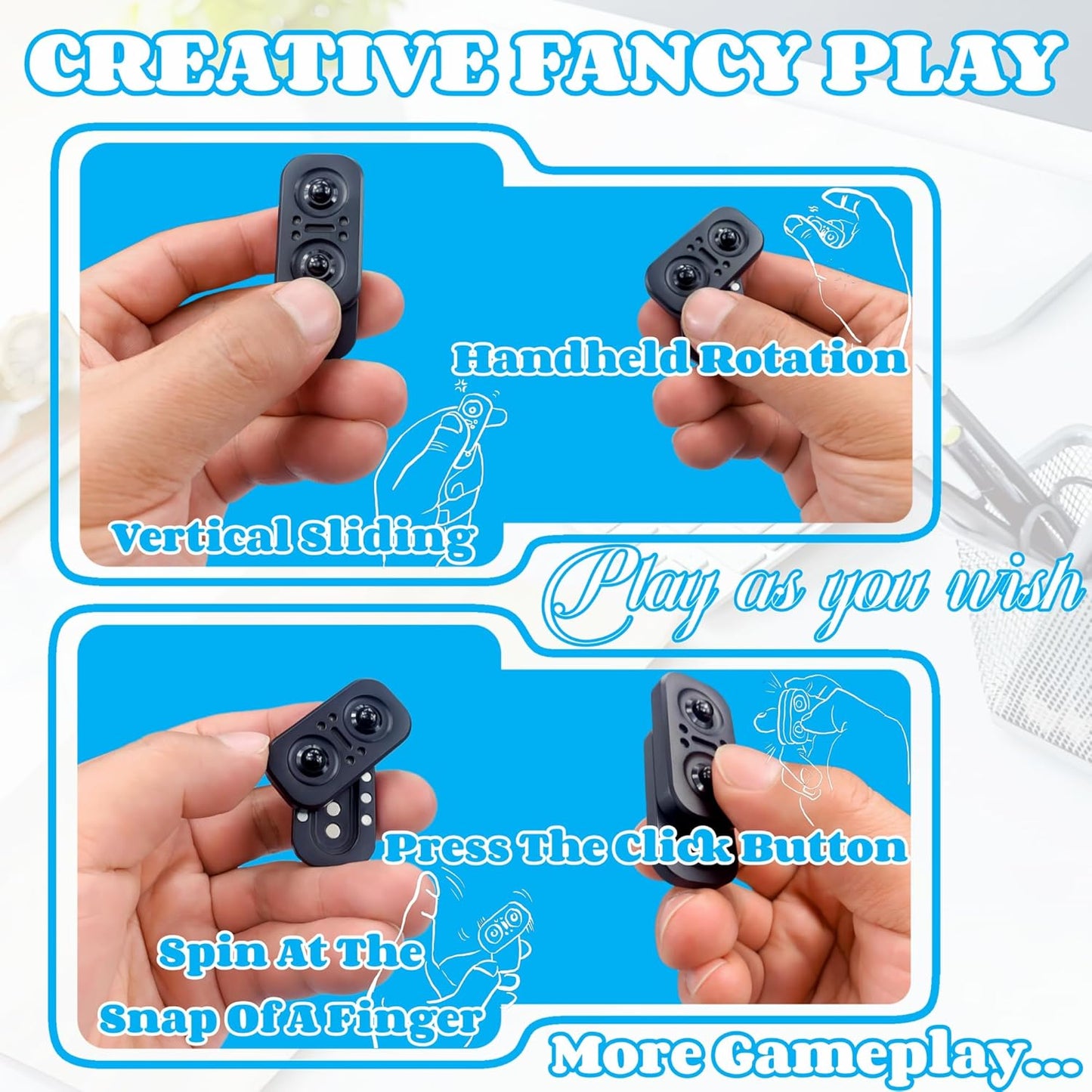 New Abstract Owl Shape Design Fidget Slider,Men's EDC Hand Slider,Poker Push Card Stress Relief Toys,Interesting Fidget Toys for Adults/Office Desk Toys Gifts for Boyfriend and Father (Black)