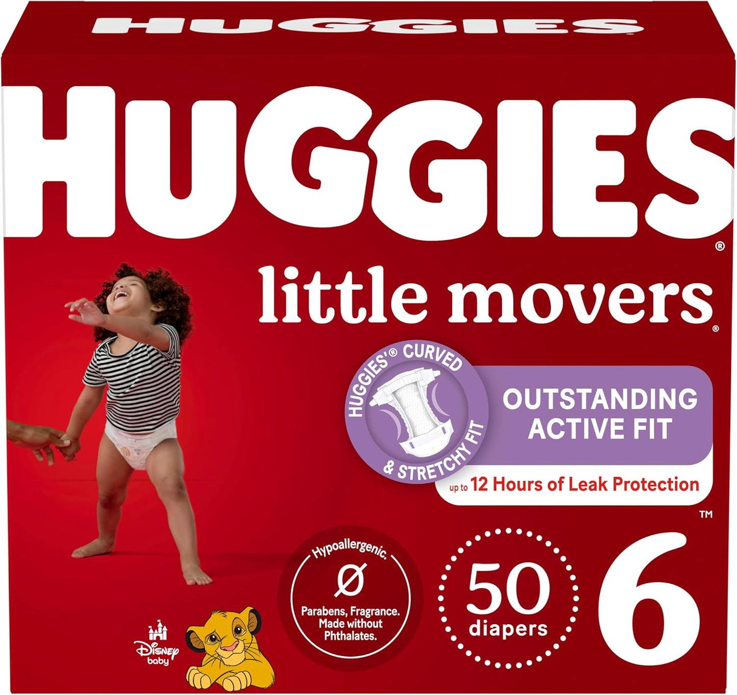 Huggies Size 6 Diapers, Little Movers Baby Diapers, Size 6 (35+ lbs), 50 Count (2 packs of 25), Packaging May Vary