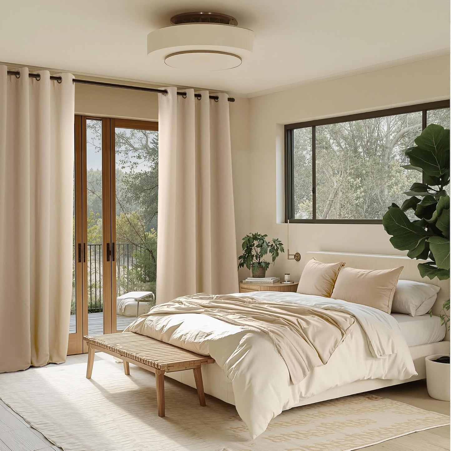 NICETOWN Beige Light Blocking Curtains 84 Inches Long 2 Panels for Living Room, Bedroom, Office Thermal Insulated Blackout Drapes Solid Grommet Noise Reducing Window Curtains, W40