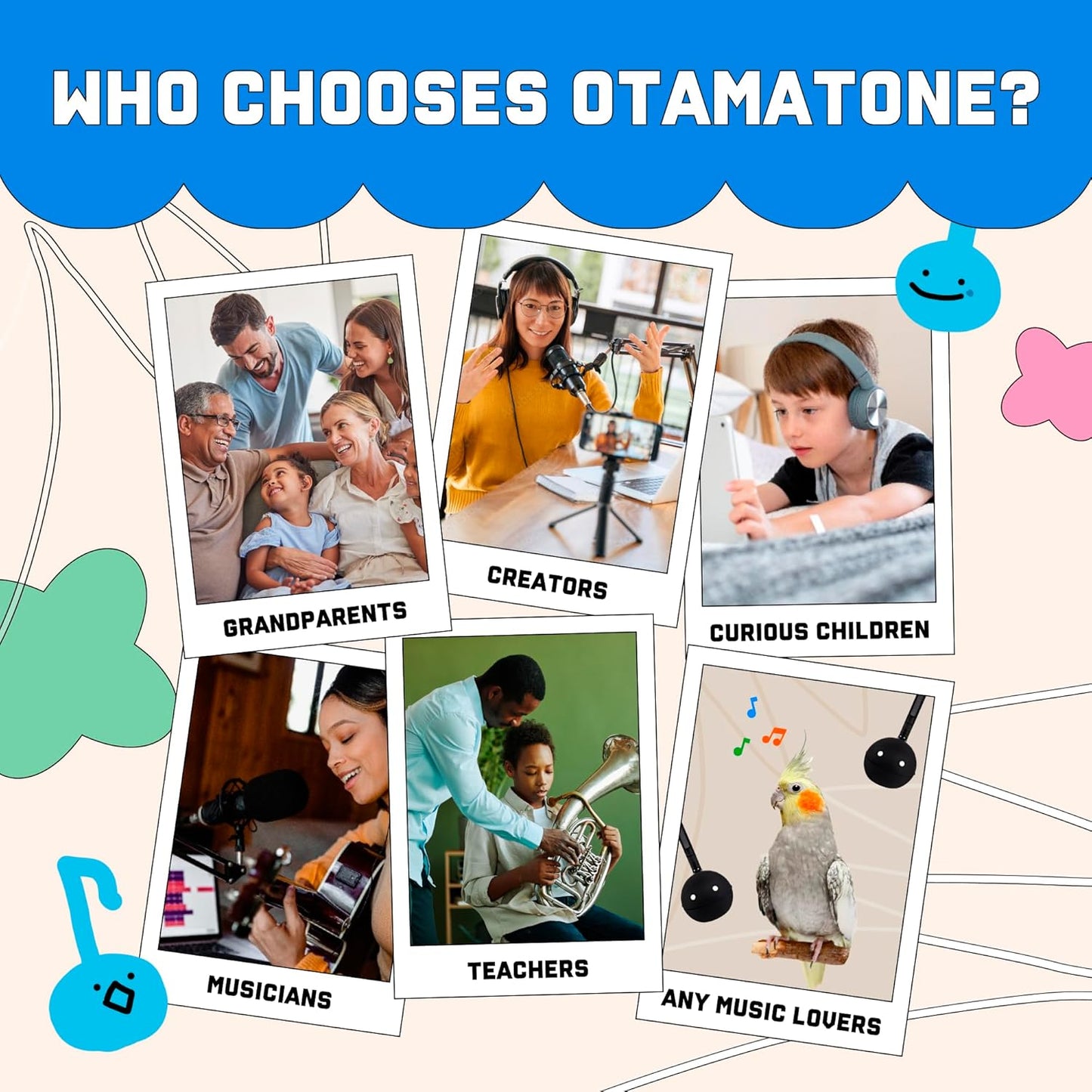 Otamatone Japanese Electronic Musical Instrument Portable Music Synthesizer from Japan by Maywa Denki Studio Award Winning, Educational Fun Gift for Children, Teens & Adults - Black