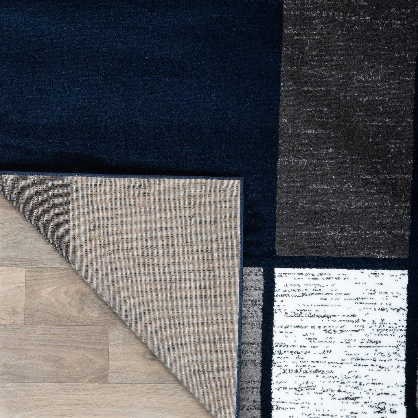 Rugshop Contemporary Modern Boxes Area Rug 3'3" x 5'3" Navy