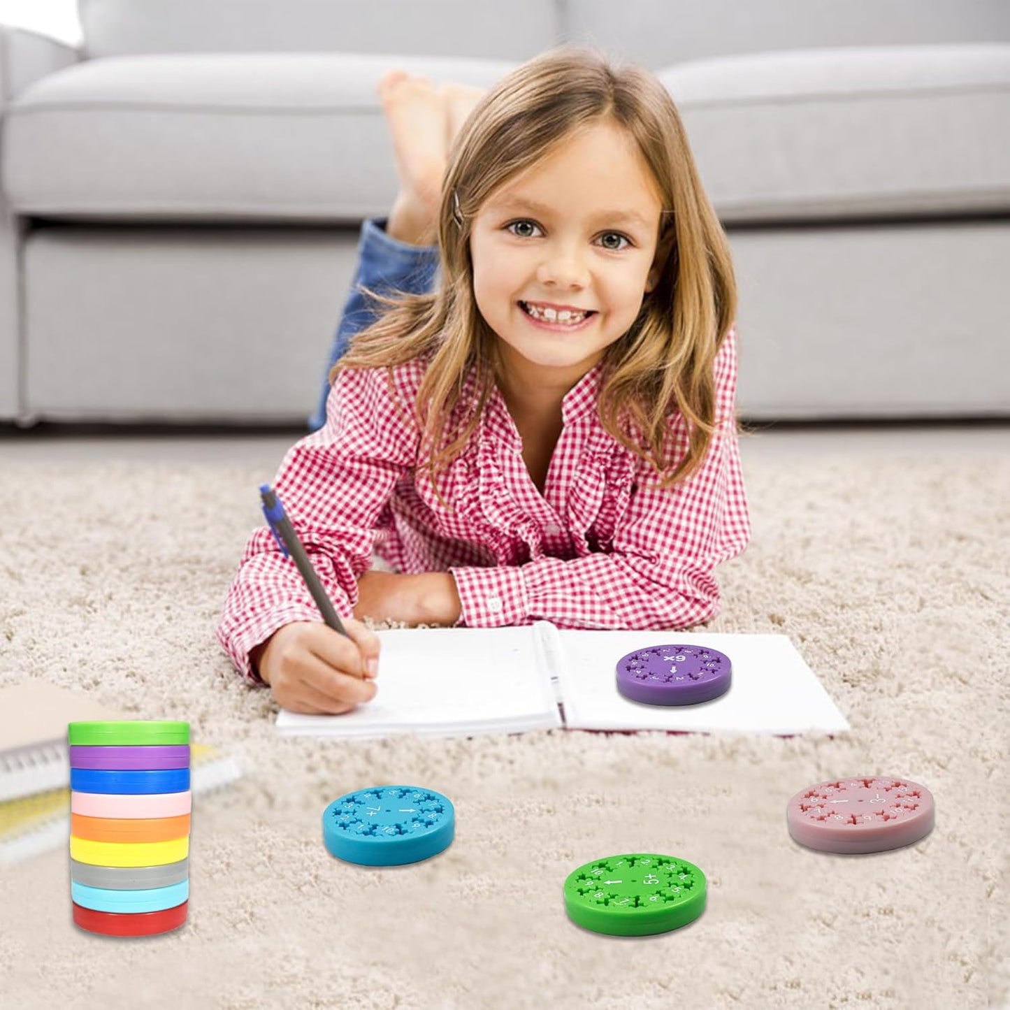 9 Pcs Math Fidget Spinner Math Facts Fidget Toys Fidget Spinners,Fun Early Education Math Fidget Spinners Gmaes,Fidget Spinner Learning Math Fidget Toy Game for Kids (Multiplication and Division)