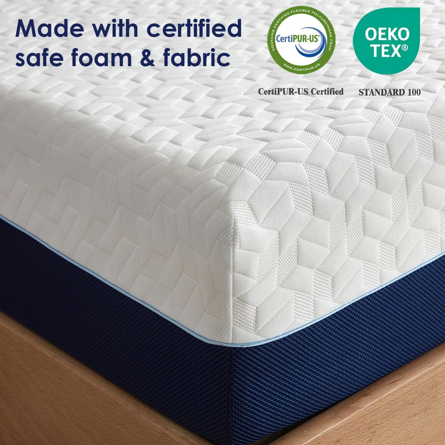 Full Size Mattress - 8 Inch Cooling Gel Memory Foam Mattress in a Box,Gel-Infusion for Cooler Sleep,Breathable Cover,Healthy and Safe,Full Bed,54" X 75" X8" (White&Navy, Full)