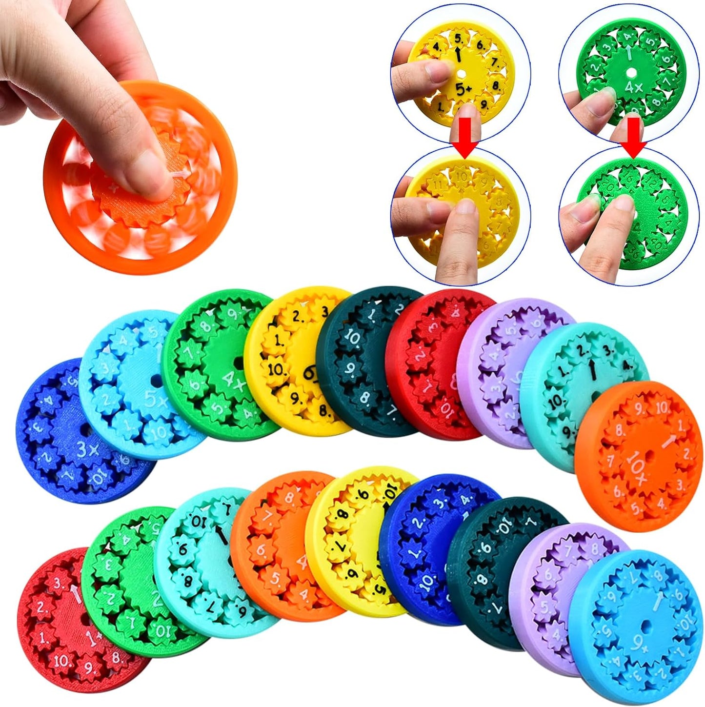 Math Fidget Spinners,Funny Educational Math Fact Tools,Math Learning & Education Toys Game,Creative Gift (18 PCS)