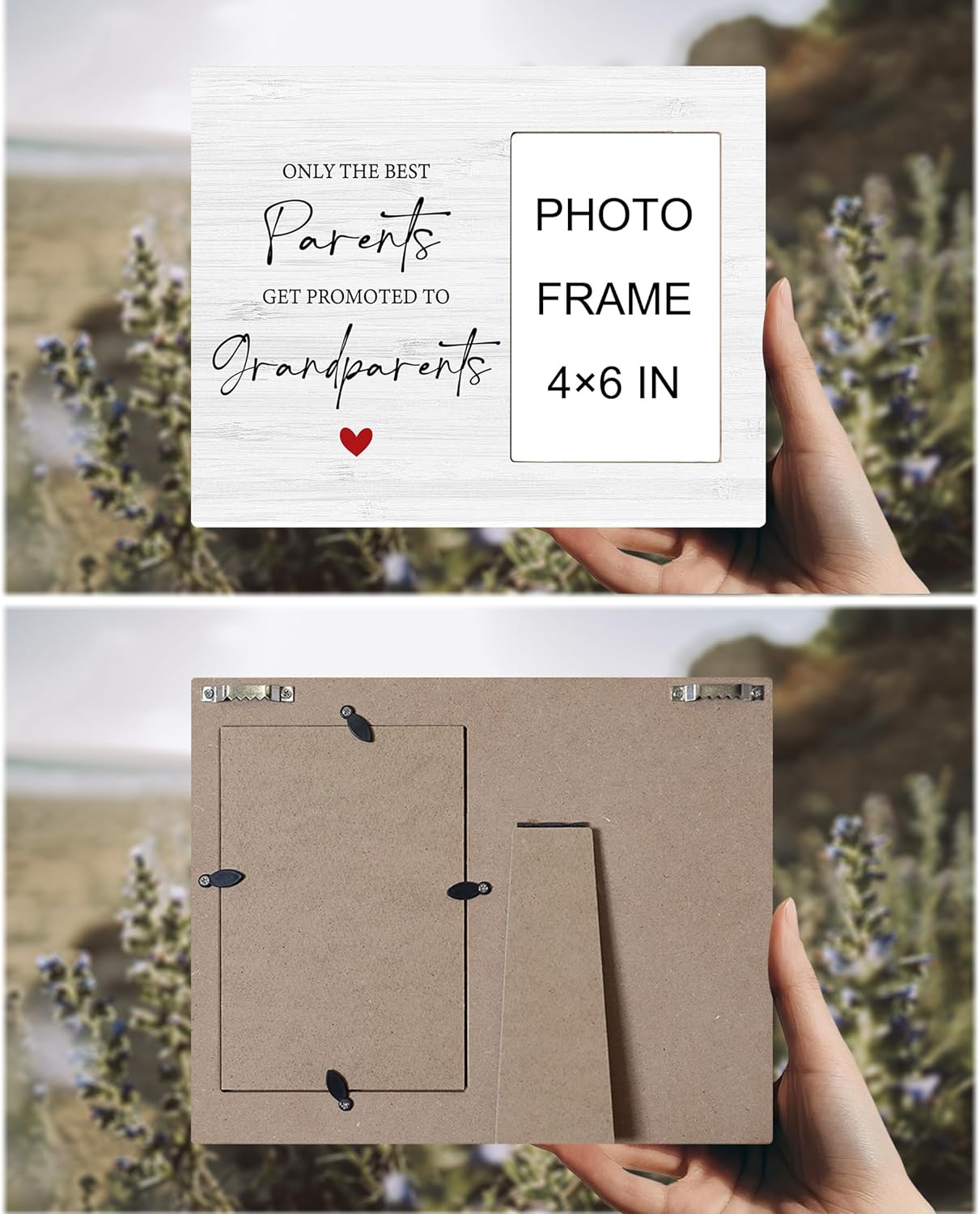 Grandparents Picture Frame Gifts - First Time Grandparents Gifts, Grandparents Baby Announcement Frame, Promoted to Grandparents Wooden Picture Frame for Tabletop or Wall Hanging 4x6 Photo