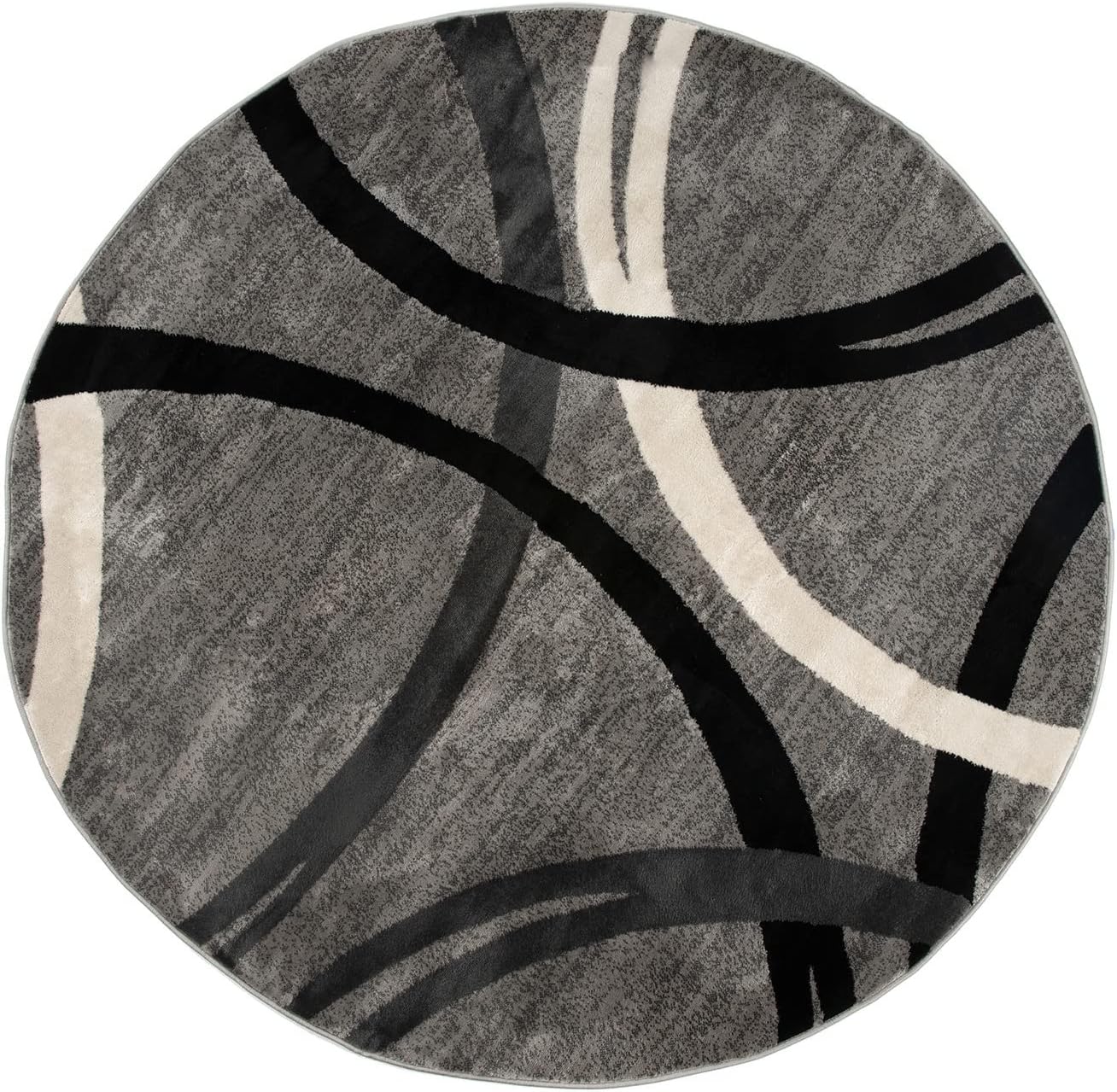 Rugshop Modern Wavy Circles Design 6' 6" (6' 6" Diameter) Gray