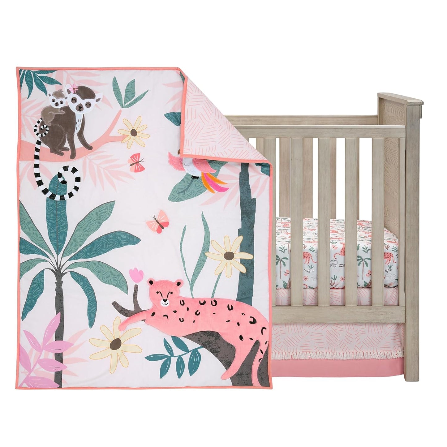 Lambs & Ivy Enchanted Safari Leopard/Lemur Jungle 3-Piece Baby Crib Bedding Set