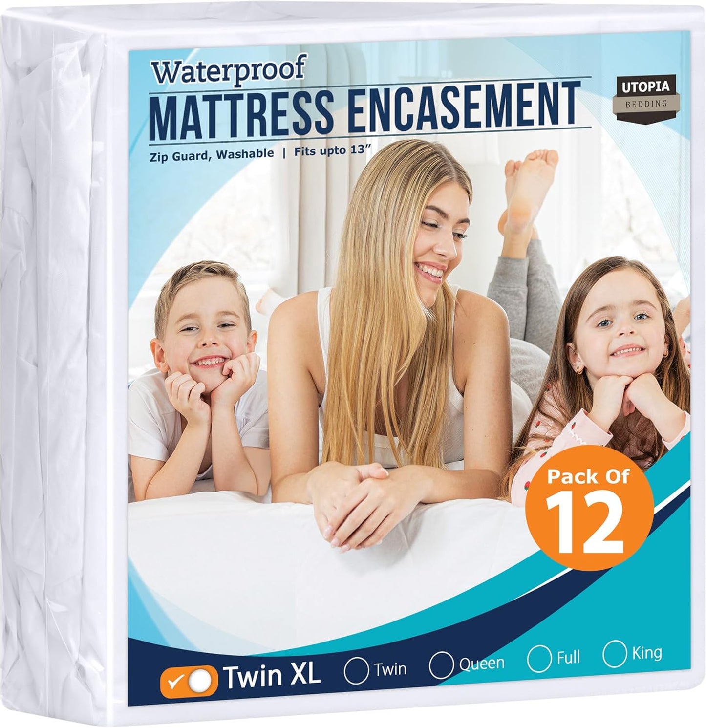 Utopia Bedding Zippered Mattress Encasement Twin XL Size (Pack of 12), 100% Waterproof, Dust Mite and Bed Bug Proof Mattress Protector, Absorbent 6-Sided Mattress Cover