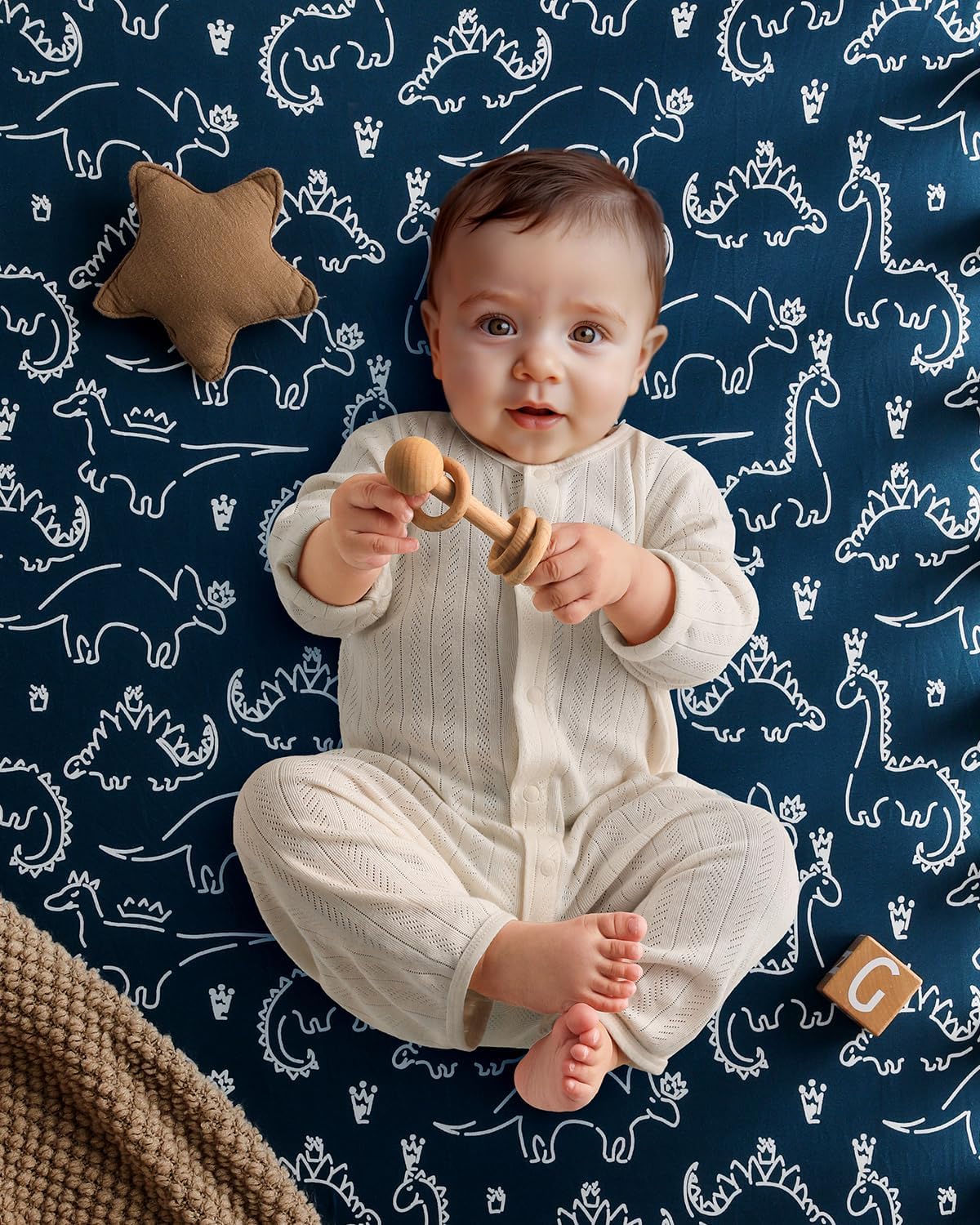 Yoofoss Baby Crib Sheets 2 Pack for Boys and Girls - 52x28 Fitted Crib Sheet Neutral Fits for Standard Crib and Toddler Mattress, Ultra Soft Breathable Microfiber Dark Blue Dinosaurs