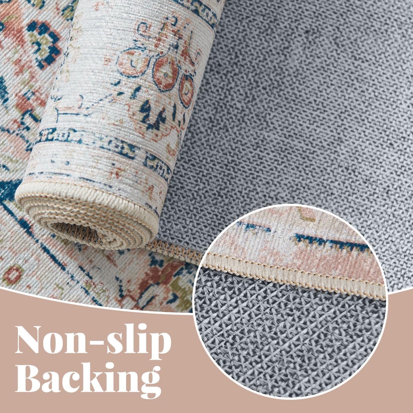 jinchan Long Hallway Runner Rug 2x12 Machine Washable Runner Rug Pink Vintage Floral Design Non-Slip Ultra-Thin for Kitchen Laundry Room Bedroom Farmhouse (2‘x12',Pink)