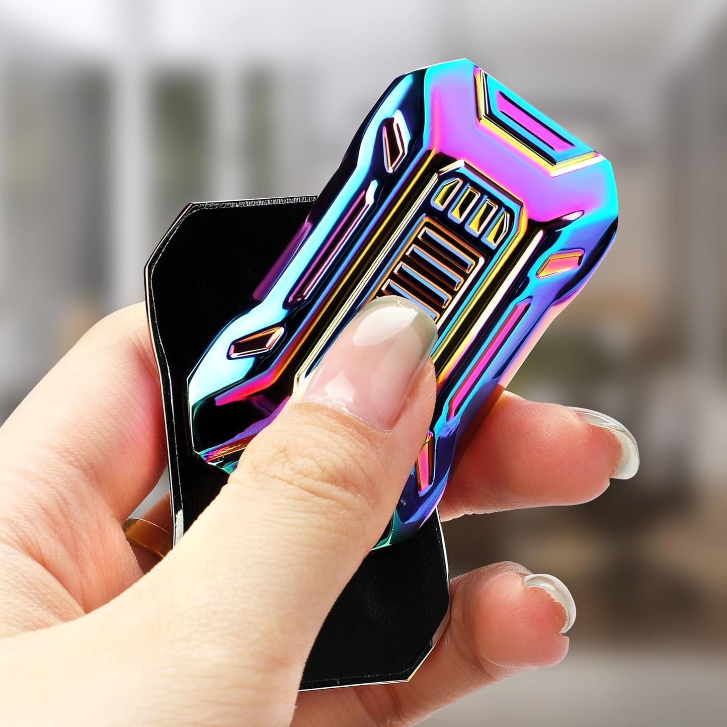 Slider Fidget Toy, Metal Fidget Toys for Adults Fidgets, Rainbow Fidget Toys for Kids, Teens, EDC Fidget Toys for Anexity, ADHD, Stress Relief Items for Adults (A-Rainbow)