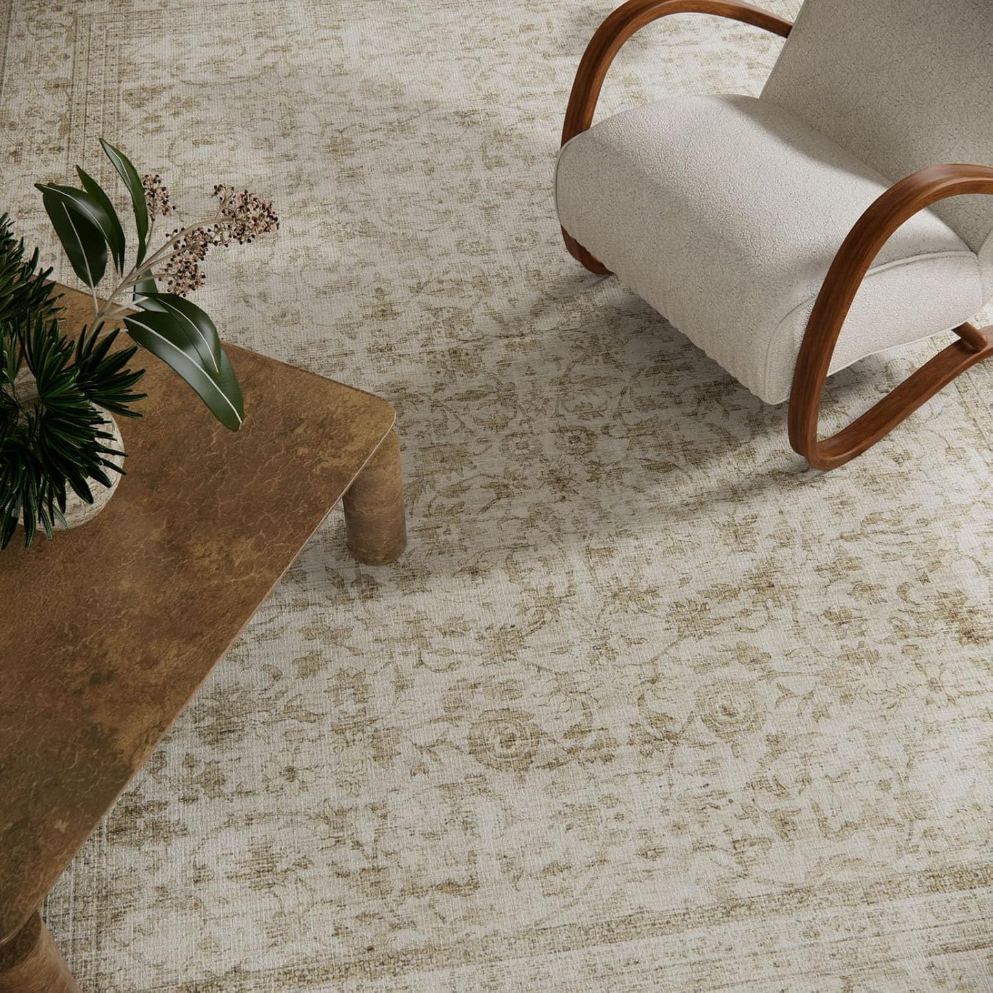 Machine Washable Rugs for Living Room: 5x7 Area Rugs for Bedroom Boho Vintage Rugs Stain Resistant Non Slip Low Pile Soft Lightweight Carpet for Kitchen Dining Room Farmhouse Nursery Kids Room