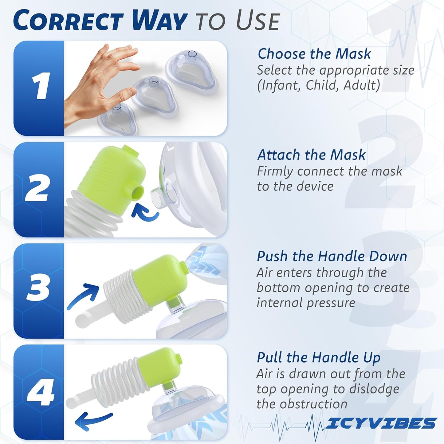 Premium Choking Rescue Device for Kids and Adults – Portable Suction Tool Airway Clear Travel & Home Safety Kit for Emergency Use Includes 3 Sizes for Baby Essential First Aid Anti