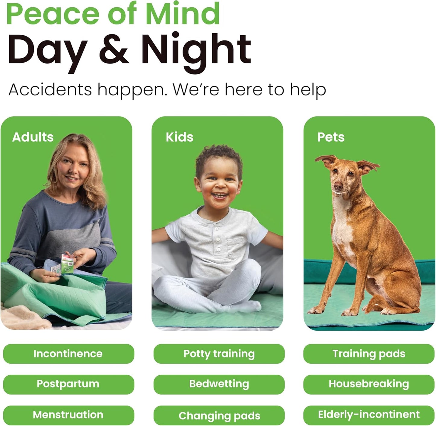 IMPROVIA® Washable Underpads, 34" x 36" (Pack of 10) - Heavy Absorbency Reusable Bedwetting Incontinence Pads for Kids, Adults, Elderly, and Pets Waterproof Protective Pad for Bed, Couch, Sofa, Floor