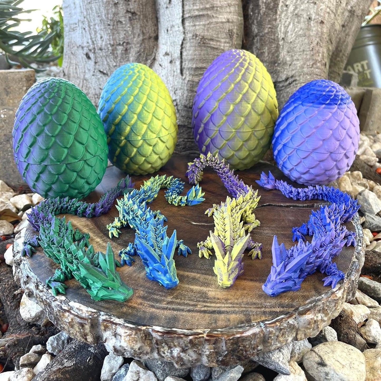 3D Printed Dragon Fidget Toys Dragon Egg 12inch Flexible Dragon Toy 3D Printed Dragon Egg with Articulated Dragon Inside Fidget Toys for Autism/ADHD Easter Toys Gifts (Multicolored)