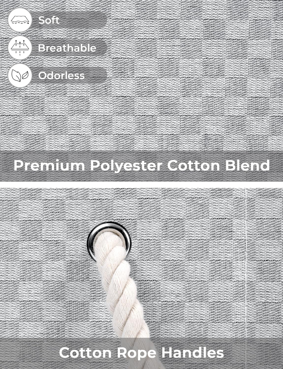 StorageWorks Storage Baskets for Shelves, Foldable Fabric Closet Storage Bins with Handles, Fabric Storage Bins Clothes Organizer, Gray Check, 3-Pack, Large