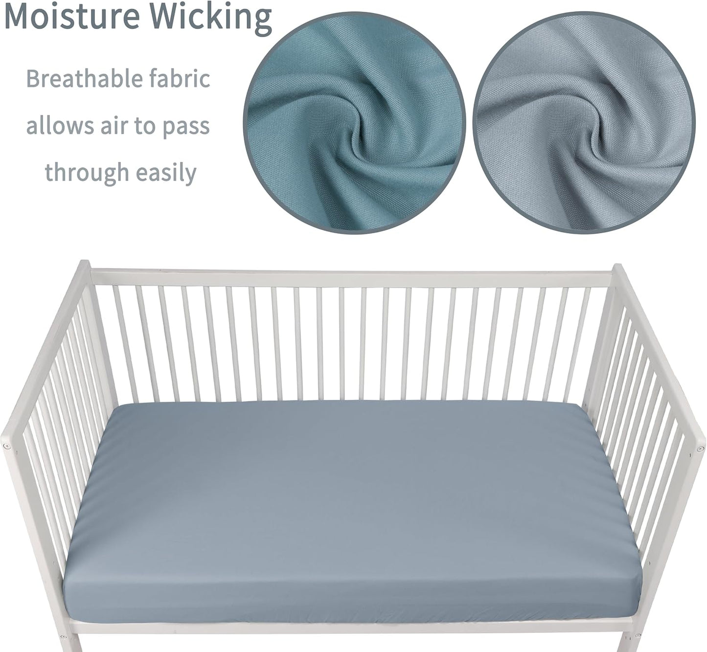 Baby Crib Sheets for Boys Girls, 2 Pack Fitted Crib Sheet for Standard Crib and Toddler Mattress, Soft Microfiber Baby Sheet 52x28x8in. (Dark Green & Dark Grey)