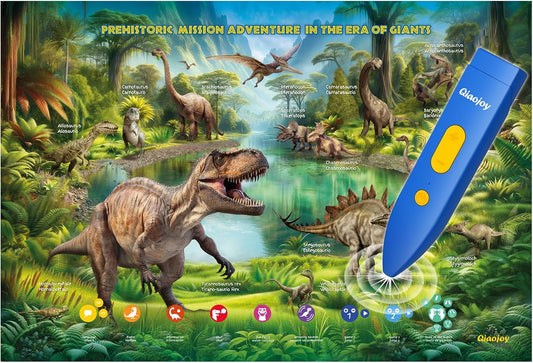 Interactive Dinosaur Toys Learning Poster, Dinosaur Talking Poster, Bilingual Dinosaur Talking Educational Children Toy with Sound Effects, Dinosaur Toys for Ages 3-12, Best Dinosaur Party Gift