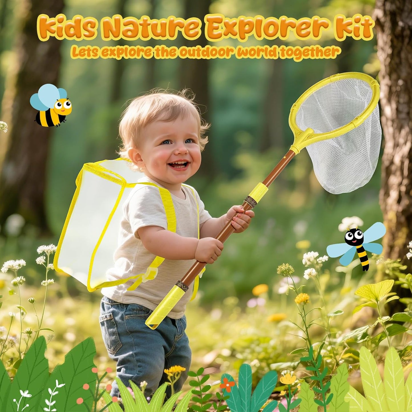 STEM Outdoor Exploration Kit for Kids Ages 3-12, 21PCS Bug Catcher Set with Pop-Up Tent Binoculars Magnifying Glass Camping Adventure Educational Toys Gift for Boys Girls Bug Catcher Kit for Toddlers