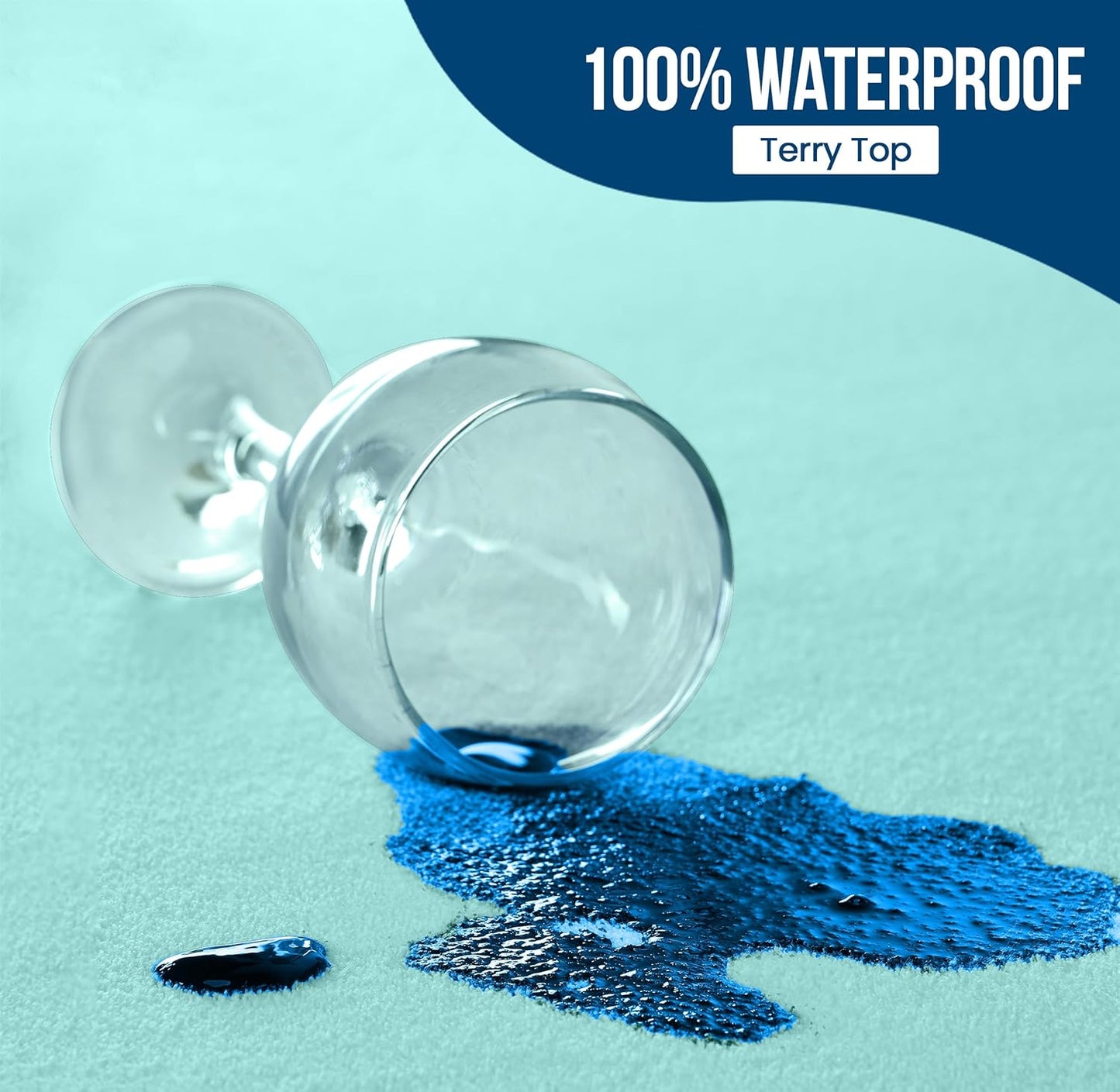 Utopia Bedding Waterproof Mattress Protector Full Size, Premium Terry Mattress Cover 200 GSM, Breathable, Fitted Style with Stretchable Pockets (Spa Blue)