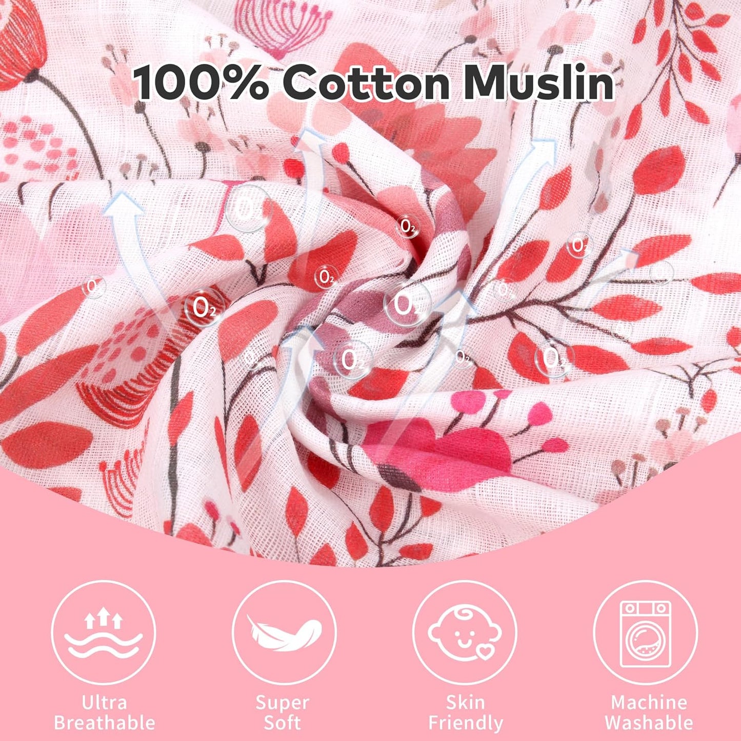 Rquite Muslin Car Seat Cover Baby, Carseat Covers Baby Girl Boy, Breathable Lightweight Infant Car Seat Cover, Baby Carrier Cover Car Seat Canopy Stroller Sun Shade for Summer & Hot Day, Universal Fit