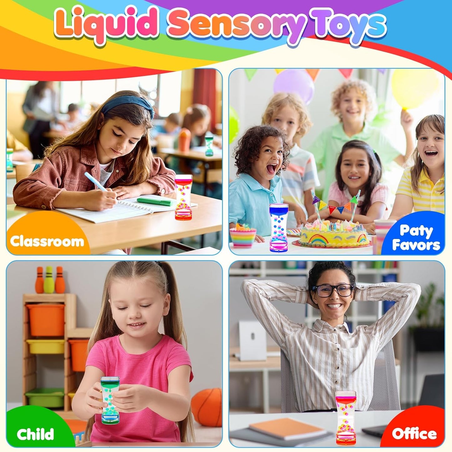 Liquid Motion Bubbler Sensory Toys - 6 Pack Liquid Timer Sensory Toys for Autistic Children, Liquid Motion Toys Or Motion Bubbler Sensory Timer for Playful Learning and Sensory Exploration