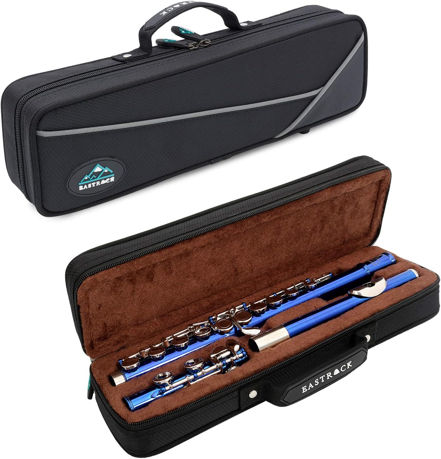 EASTROCK Closed Hole Flutes C 16 Key for Beginner, Kids, Student -Silver Nickel Flute with Case Stand and Cleaning kit (Blue)