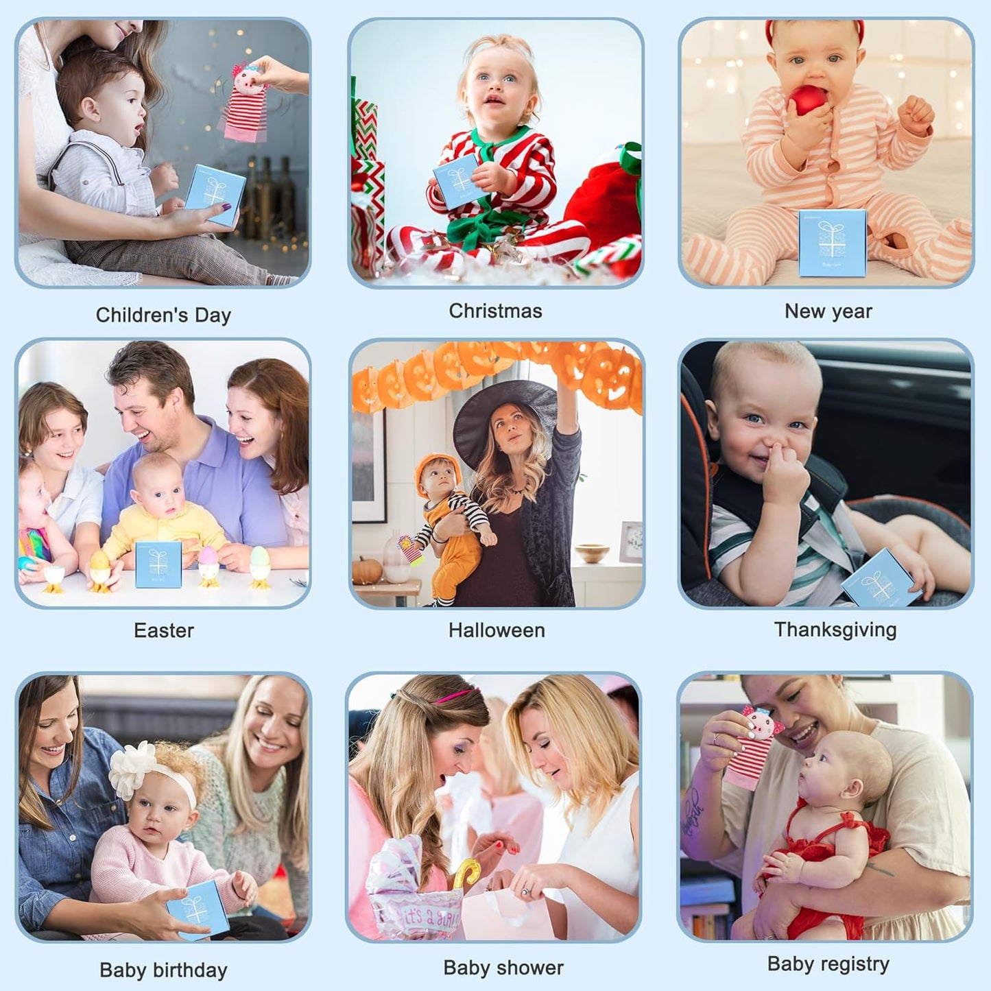 BLOOBLOOMAX Sock rattles for Babies 0-24 Months Baby Animal Foot Finder Educational Toys