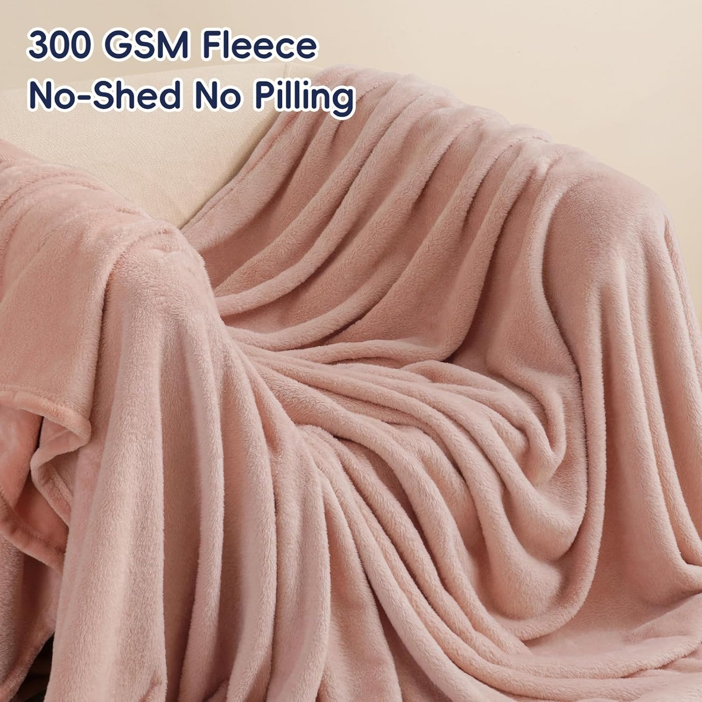 PHF Ultra Soft Fleece Blanket King Size, No Shed No Pilling Luxury Plush Cozy 300GSM Lightweight Blanket for Bed, Couch, Chair, Sofa Suitable for All Season, 108" x 90", Rose Pink