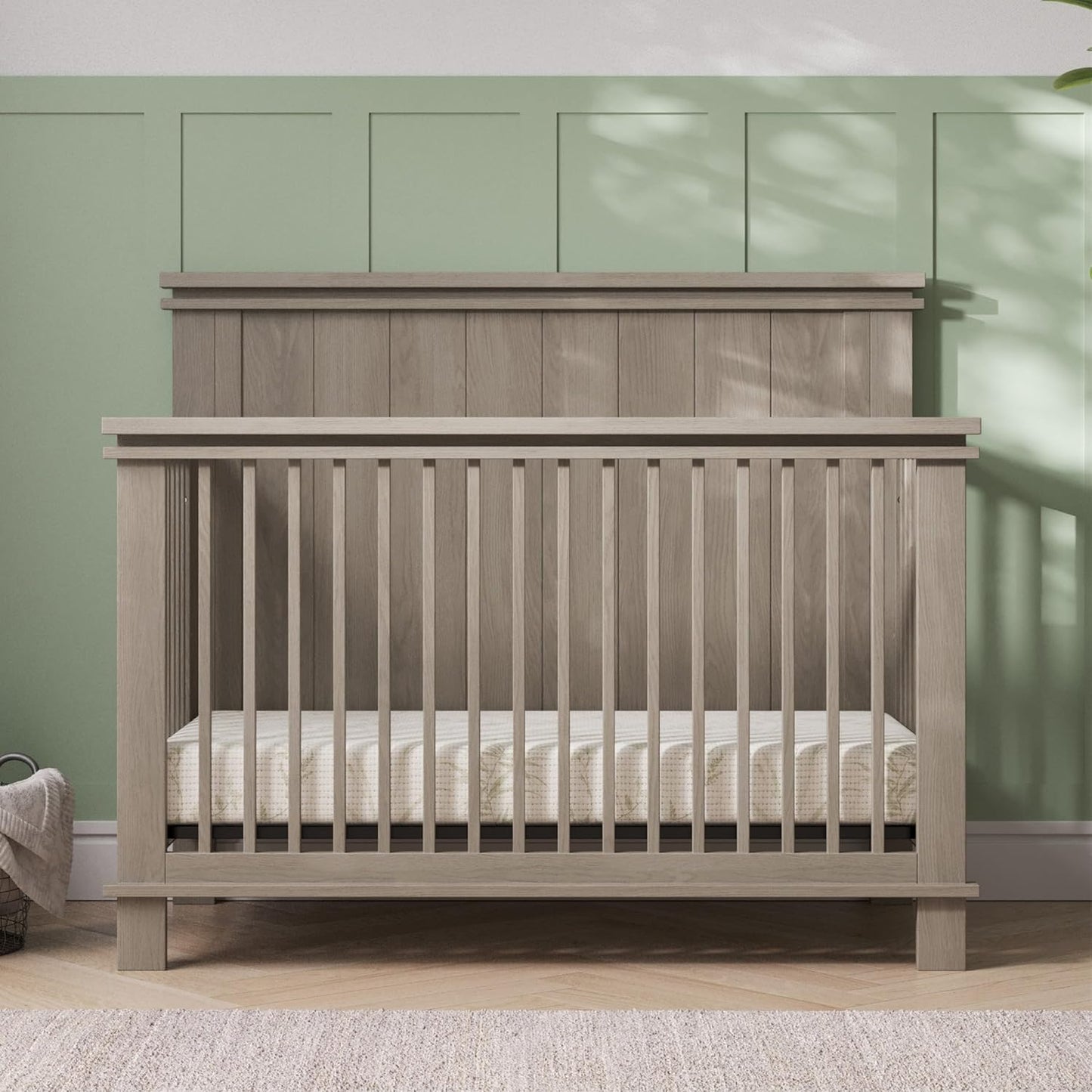 Child Craft Denman 4-in-1 Convertible Crib, Baby Crib Converts to Day Bed, Toddler Bed and Full Size Bed, 3 Adjustable Mattress Positions, Non-Toxic, Baby Safe Finish (Crescent Gray)