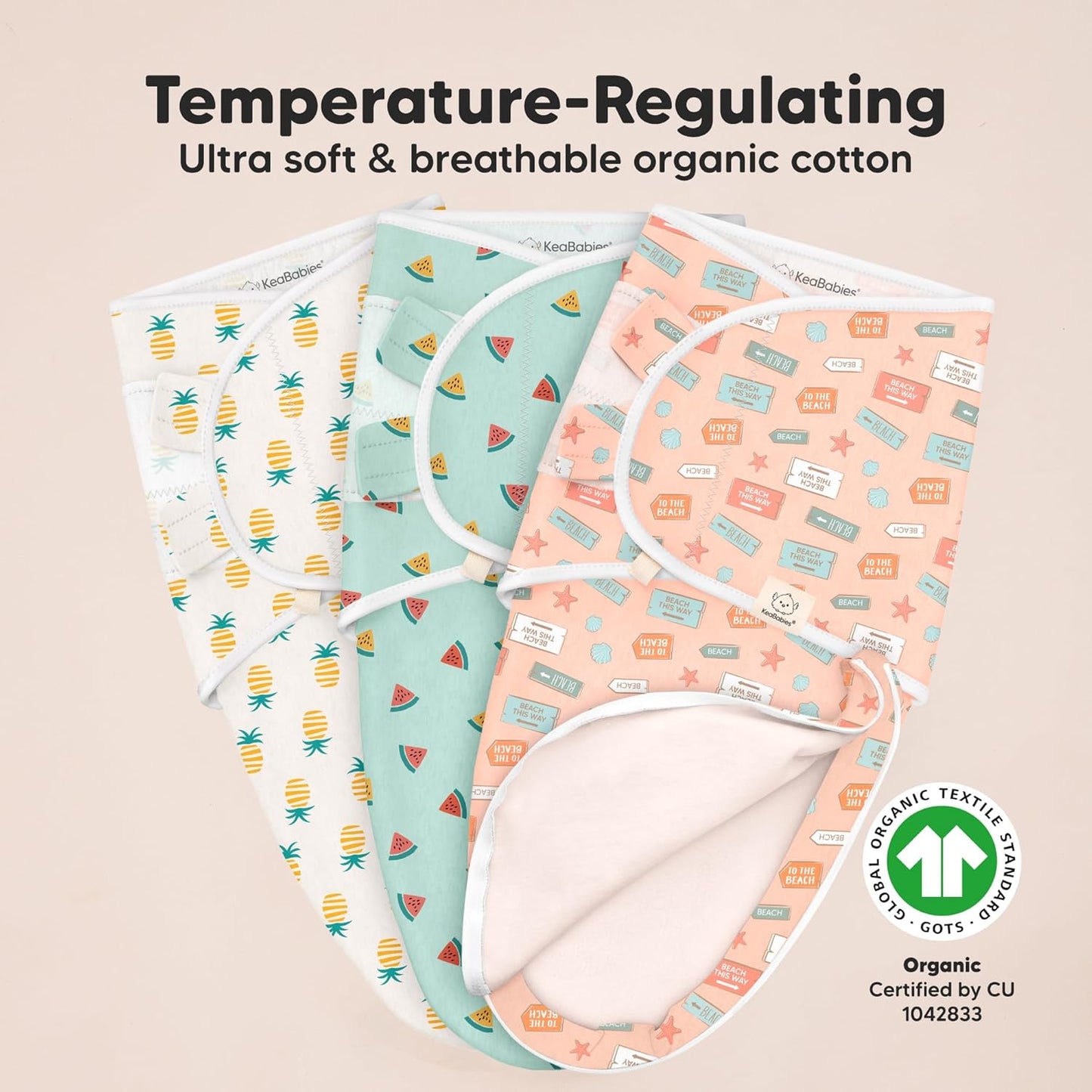 Baby Swaddle Sleep Sacks with Zipper - 3-Pack Swaddles for Newborns 0-3 Months, Infant, Baby Girls, Boys, Soft & Durable Newborn Sleep Sack, Easy Diaper Change Swaddling Blanket (Beach Day)