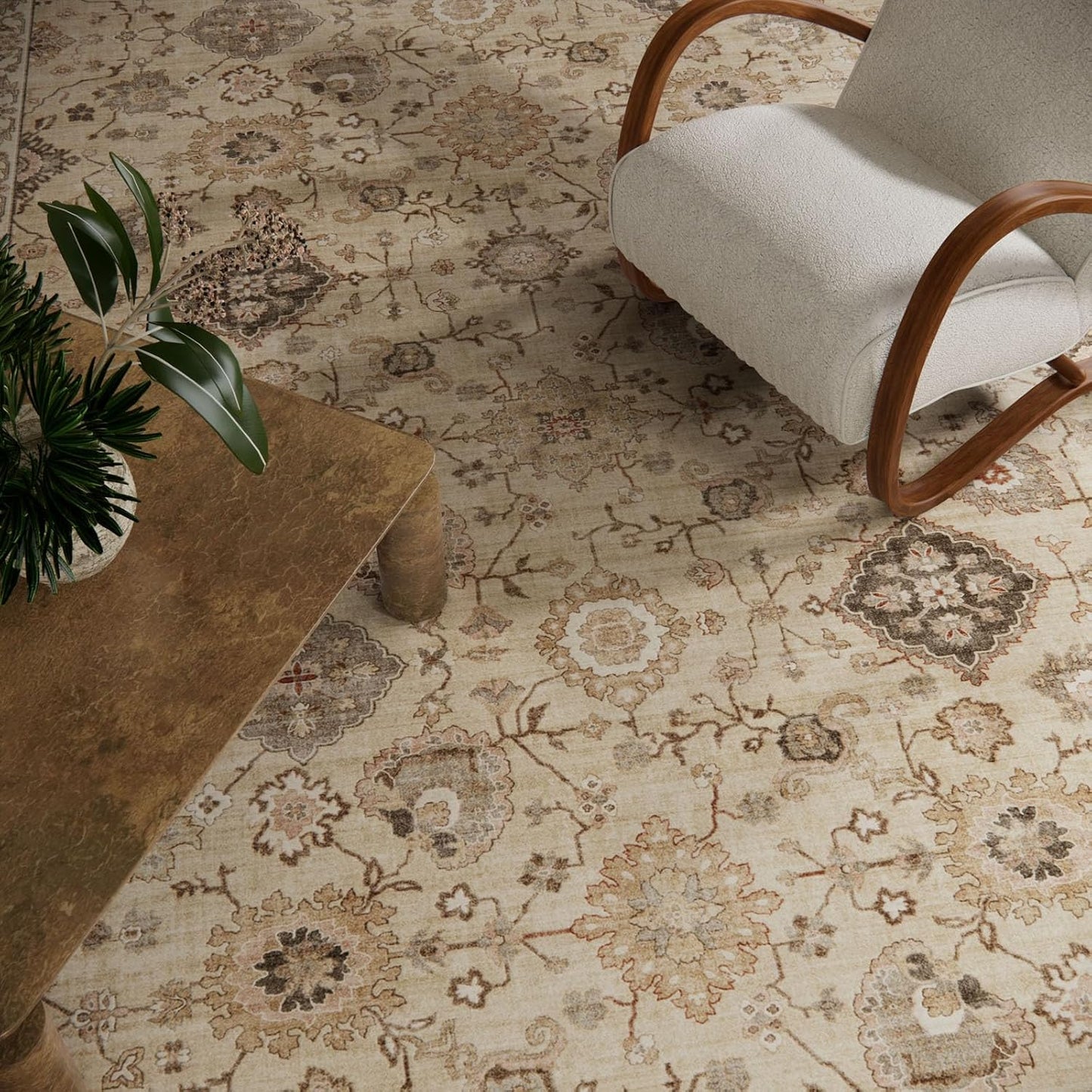 Machine Washable Rug for Living Room: 8x10 Area Rugs Boho Vintage Rug Stain Resistant Non Slip Low Pile Soft Lightweight Carpets for Bedroom Kitchen Dining Room Nursery Kids Room Farmhouse