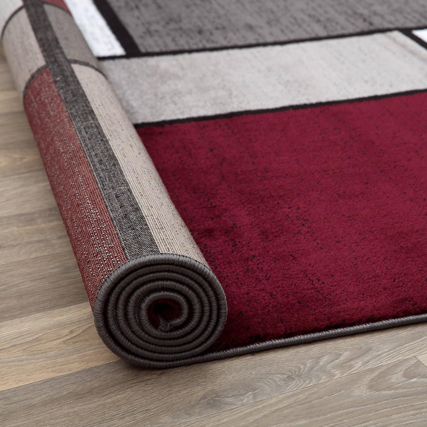 Rugshop Contemporary Modern Boxes Runner Rug 2' x 7'2" Red