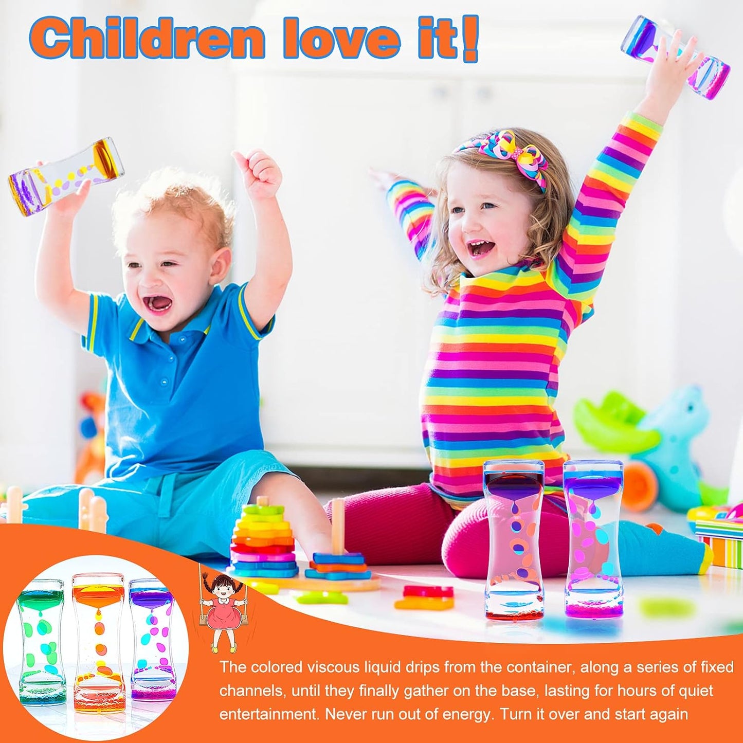 Liquid Motion Bubbler Timer Diamond Shaped Liquid Timer for Fidget Toy,Autism Toys, Children Activity, Calm Relaxing,Penguin Desk Toys and Home Ornament (Red and yellow-ordinary)