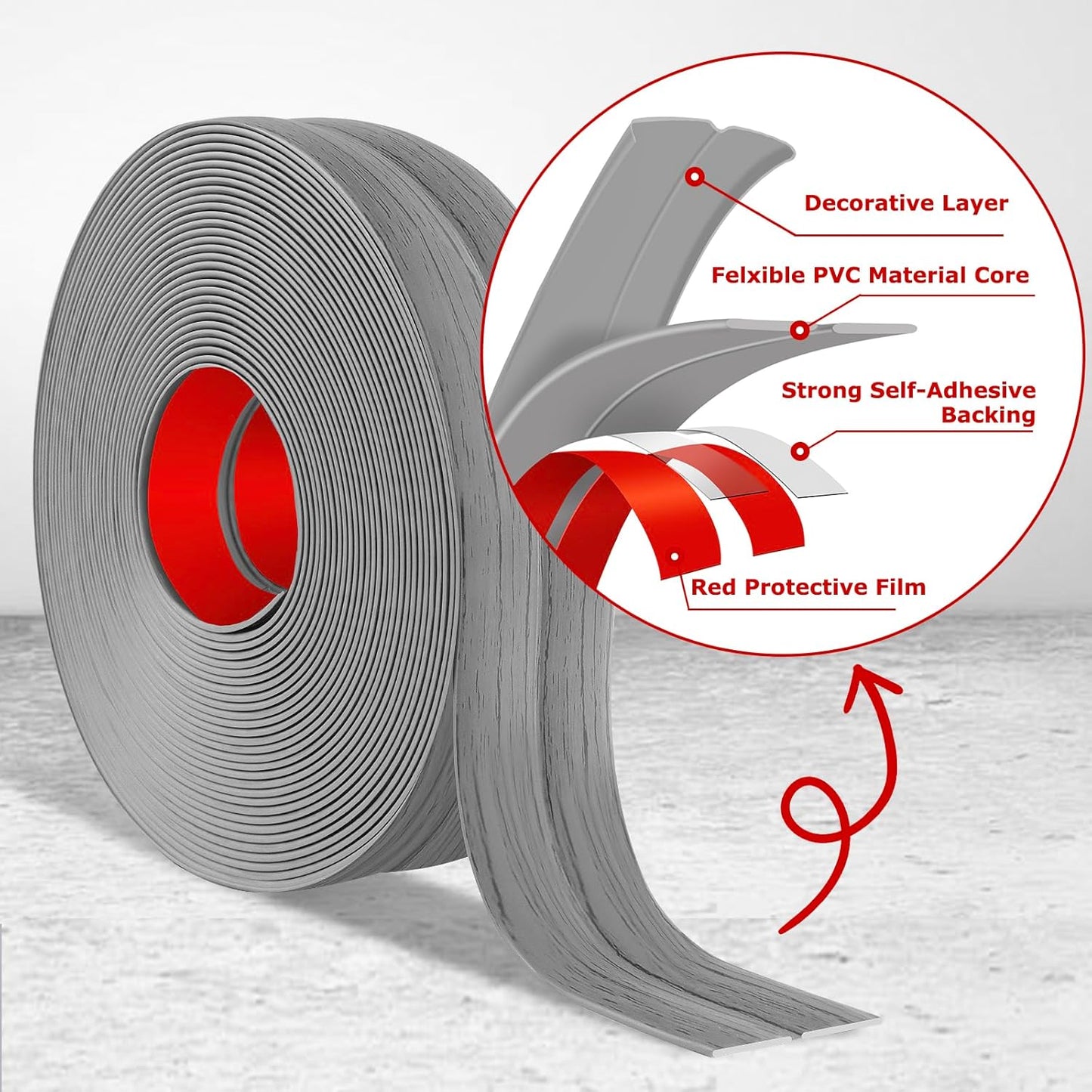 Flexible Wall Corner Protector Moulding Trim Peel and Stick Wall Corner Guards Edge Protector Self Adhesive Molding Trim Strip for Edge Ceiling (Light Gray Wood Grain, 2.4 in x 20 Ft)