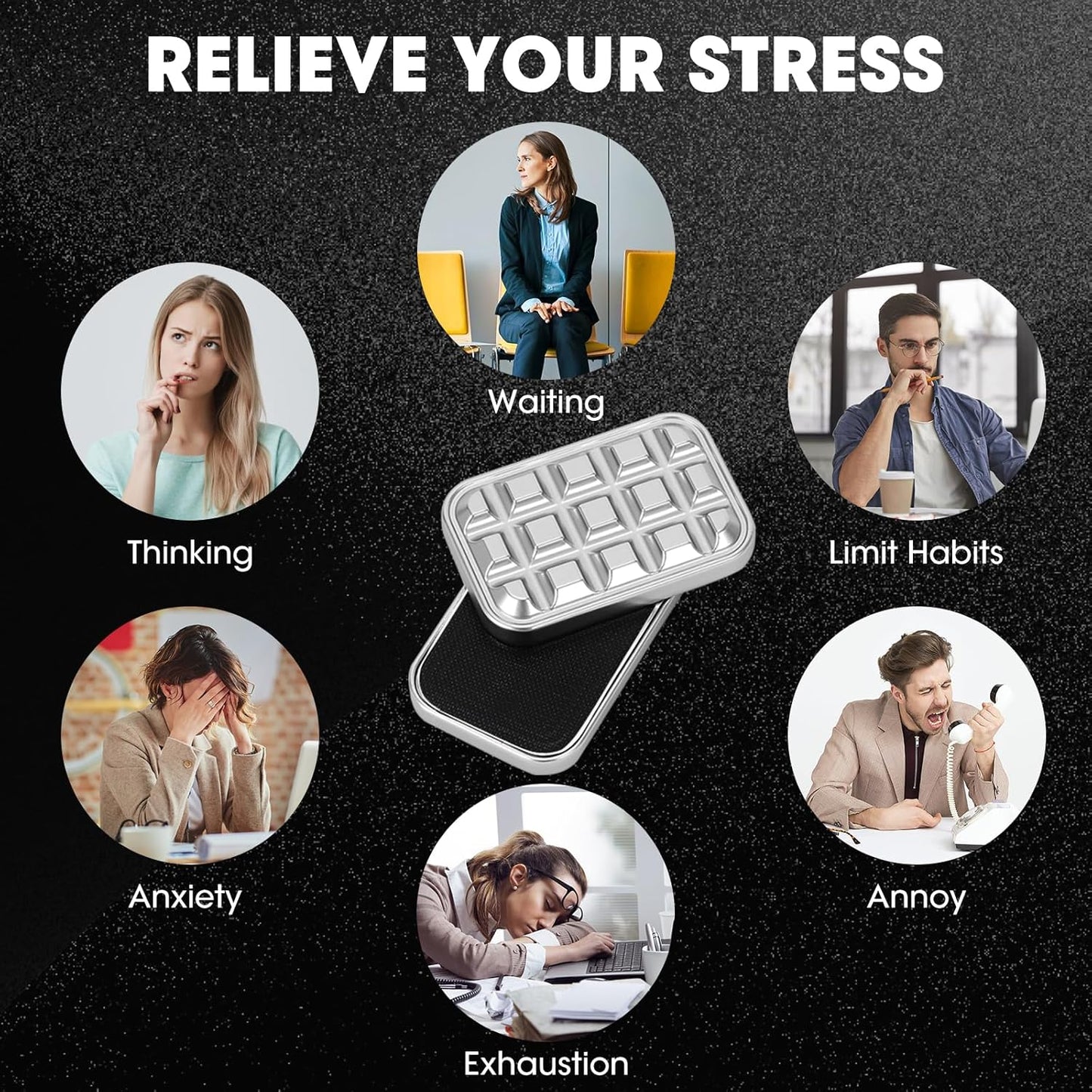 Fidget Slider for Adults - Brick Slider Metal Fidget Toys, Anxiety/ADHD/Annoy Relieving EDC Metal Fidget, Stress Reducing Toy - Gift for Adults & Teen (Silver)