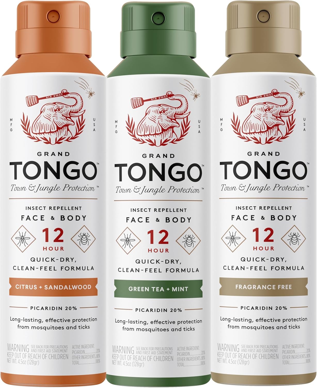 Insect Repellent Variety Pack, 12-Hour Mosquito & Tick Protection, Picaridin-Based, Water-Based, Lightweight, Quick-Drying, DEET Alternative, Face & Body Use, 3 Pack