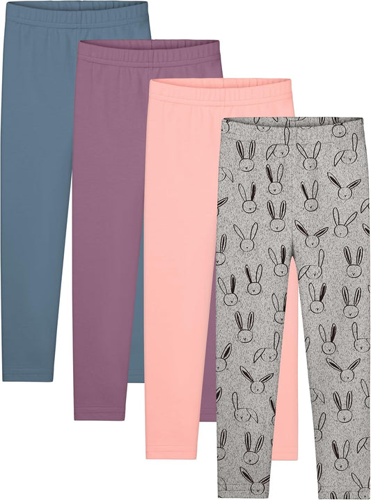 Resinta 4 Packs Toddler and Baby Girls Cotton Leggings Full Length Pants Stretchy Soft Tights Pants for Kids