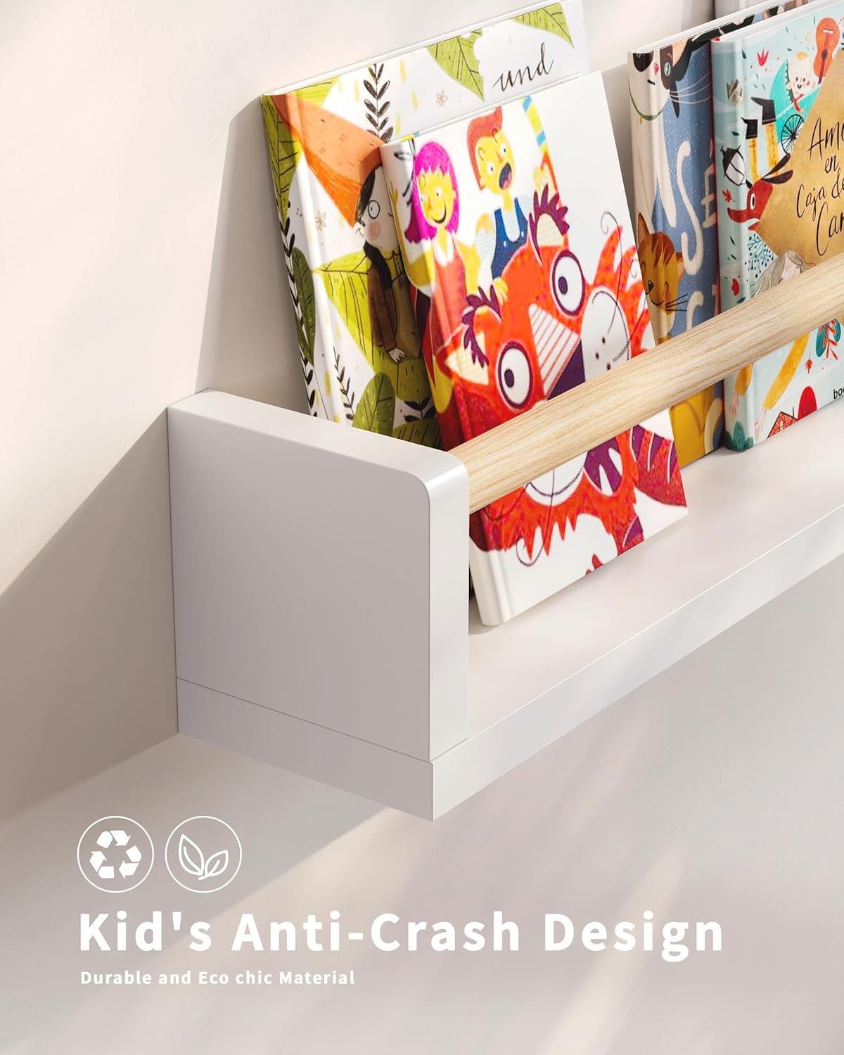 Nursery Book Shelves - 4 Pack, Wall Book Shelves for Bedroom Kids, Kids Wall Book Shelf, Book Shelf for Kid Rooms, Toddler, Baby, Play Room, Nursery Decor