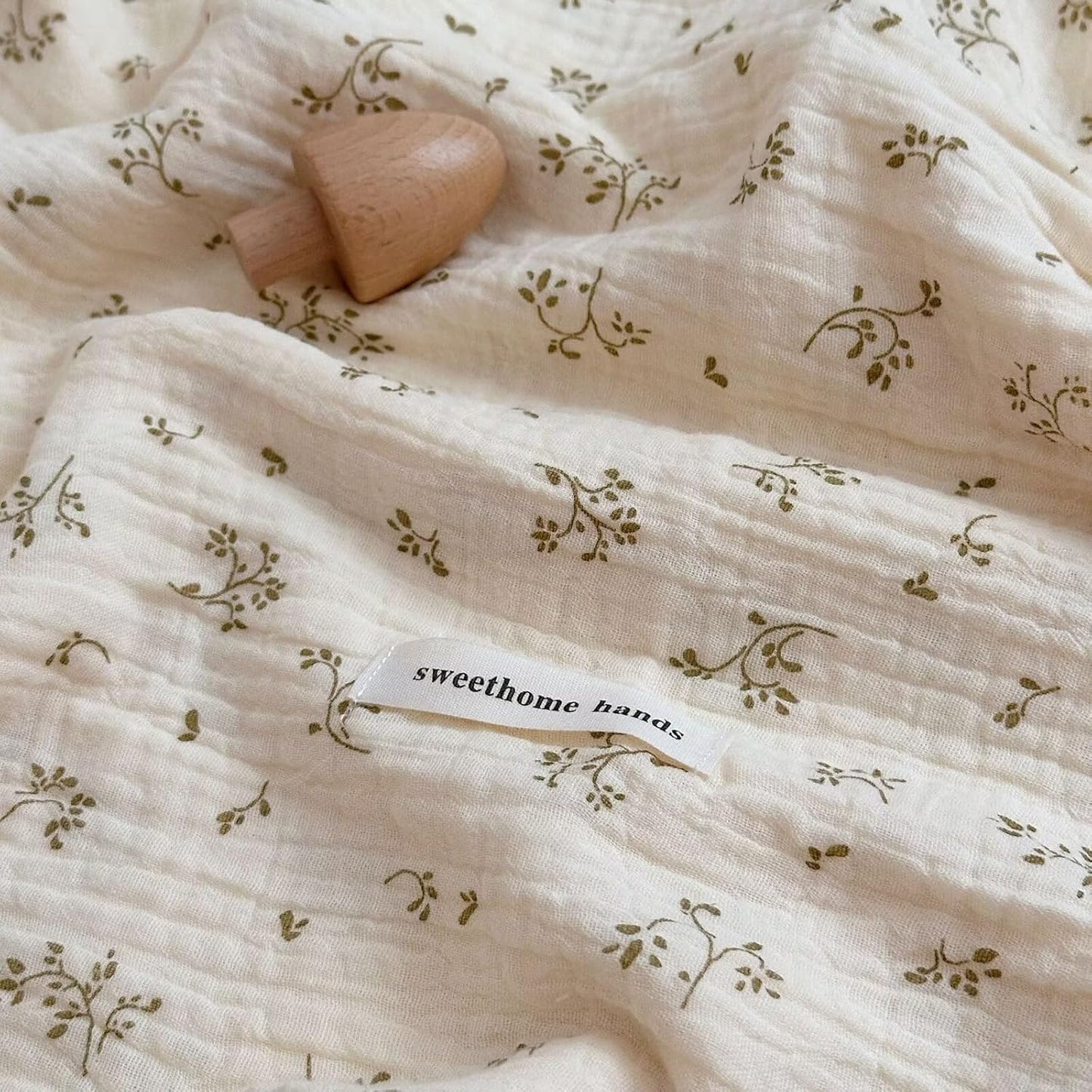 BuLuTu Olive Pattern Toddler Pillowcases Cotton Muslin Kids Pillow Case 14"x20", Soft Breathable Girls Boys Pillow Cover with Ruffle Edges, Envelop Closure, Children Bedding Decor