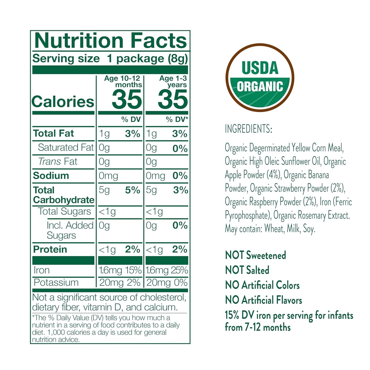 Little Bellies Organic Apple & Berry Softcorn Baby Snack (Pack of 18 x 0.28 oz Individual Packs)