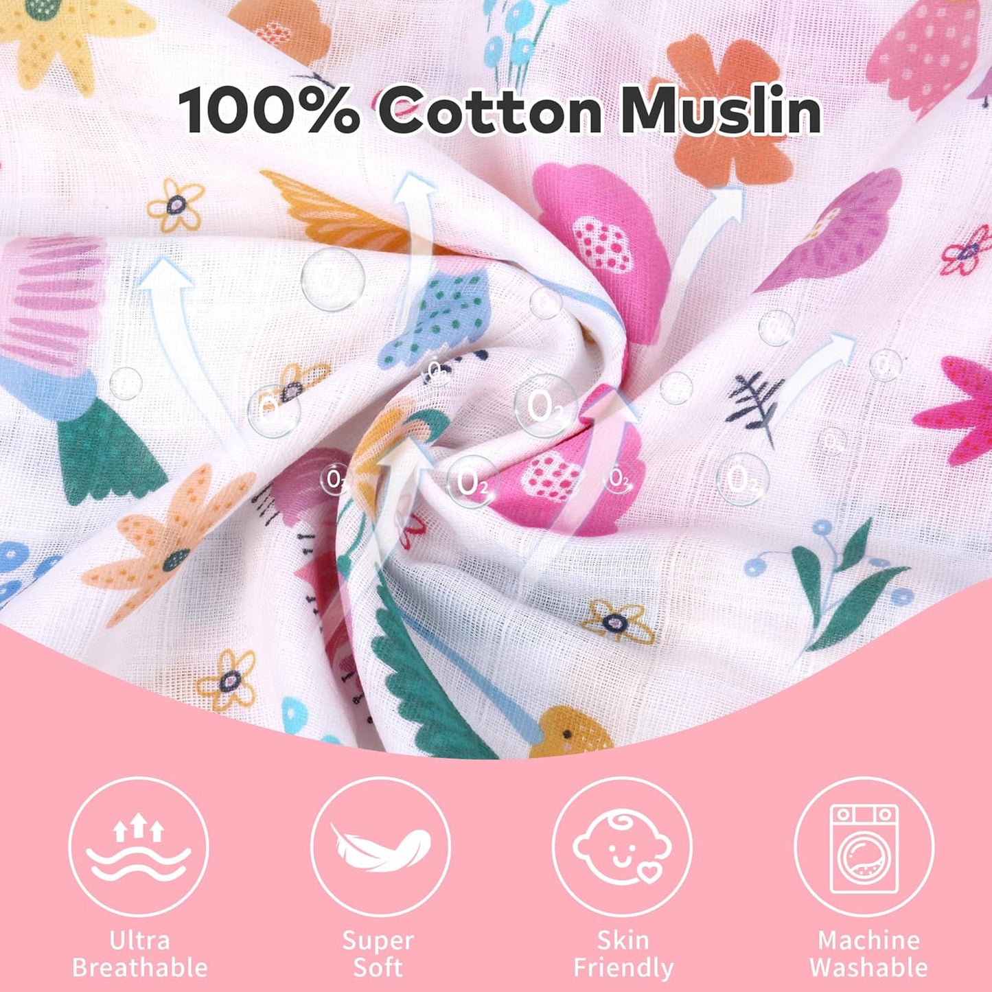 Rquite Muslin Car Seat Cover Baby, Carseat Covers Baby Girl Boy, Breathable Lightweight Infant Car Seat Cover, Baby Carrier Cover Car Seat Canopy Stroller Sun Shade for Summer & Hot Day, Universal Fit