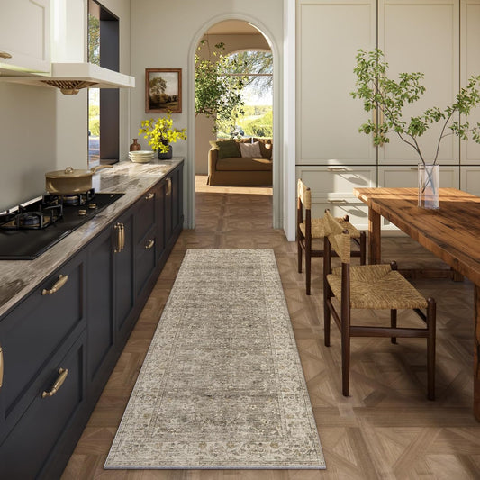 Washable Kitchen Rug Runners for Hallways: 2'x6' Bedroom Runner Rug Non Slip Low-Pile Stain Resistant Soft Indoor Floor Carpet Runner for Indoor Entryway Hallways Kitchen Laundry Room Farmhouse