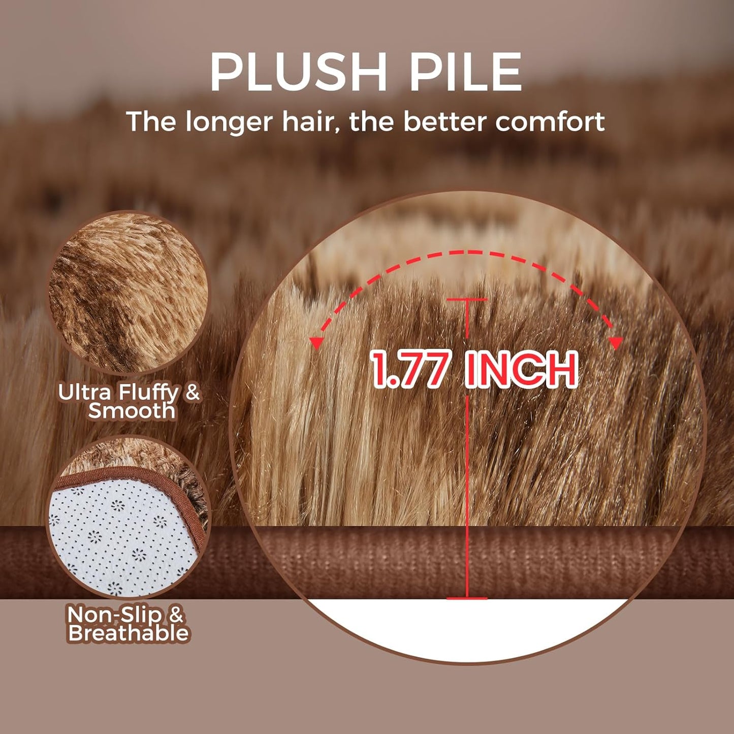 Ultra Soft Rug for Living Room, 5X8 Fluffy Shag Area Rug for Bedroom, Modern Shaggy Carpet Fuzzy Rug for Teens Dorm Nursery Home Decor Aesthetic, Upgrade Anti-Skid Durable, Tie-Dyed Coffee