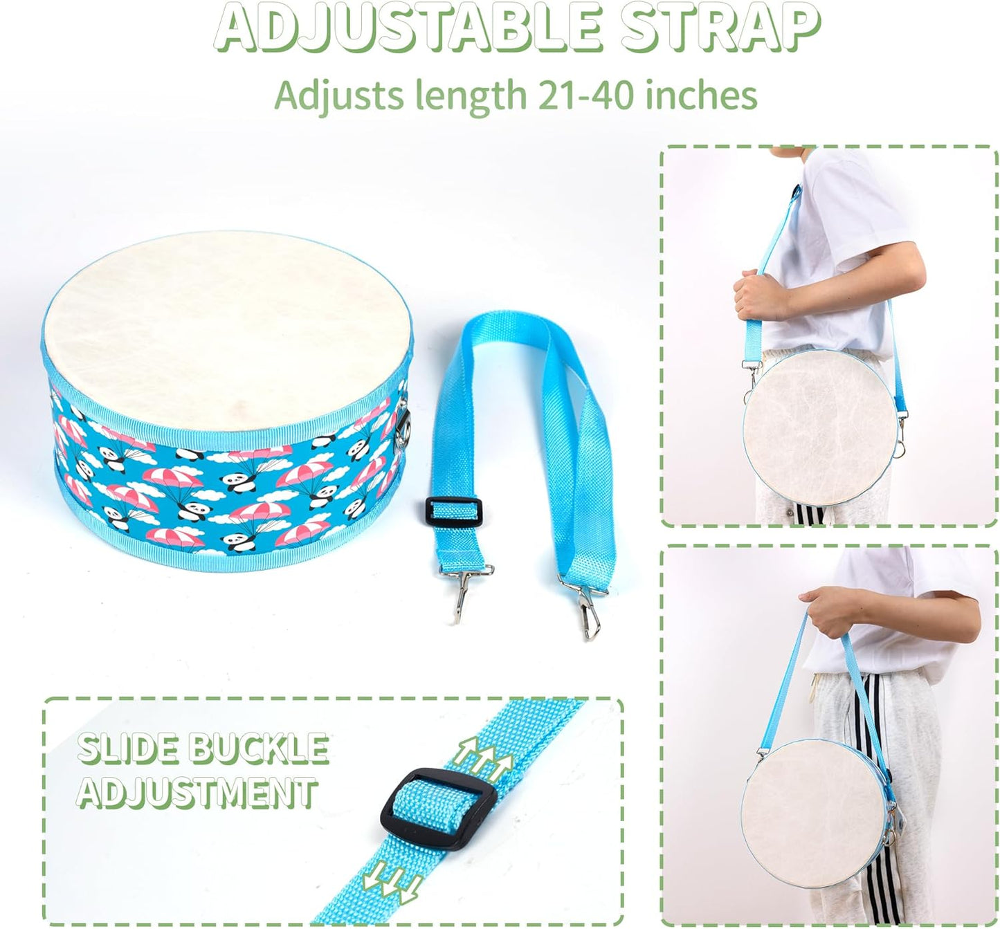 Kids Drum Set with Adjustable Strap: Toddler Musical Instrument for Ages 3-5, Wearable Drum Kit with Drumsticks, Educational Percussion Toy for Rhythm Music Development (Blue)