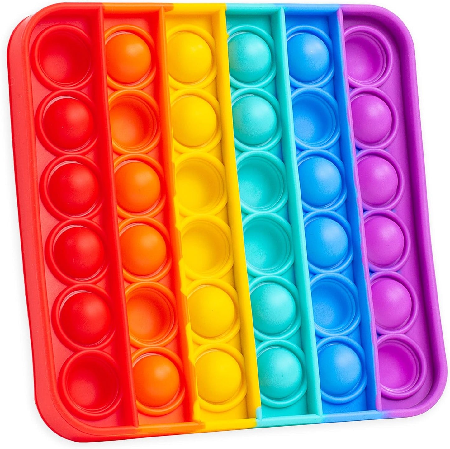 Stages Sensory Builder: Push Pop Bubble Fidget Sensory Toy for Anxiety, Autism, ADD and ADHU, popit Special Needs Stress Reliever- Rainbow Square, Multi