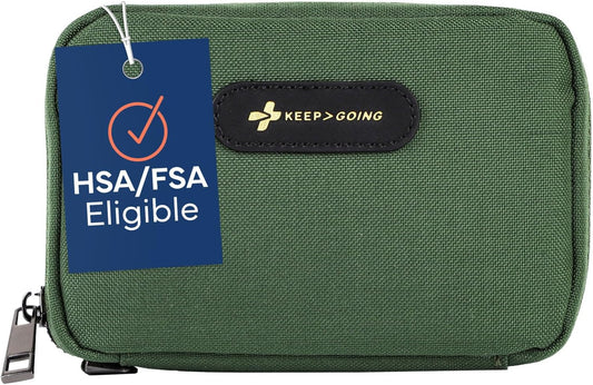 Keep Going Travel First Aid Kit for Kids – 130 Pc. for Car, Purse, Diaper Bag, Backpack, & Suitcase, with Latex-Free Bandages – 7 x 5 x 2 in. Travel First Aid Kit TSA-Approved